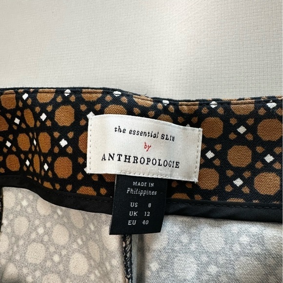 Anthropologie Essential Slim Trouser Pants in Brown Motif. Women's size 8 - Picture 10 of 12